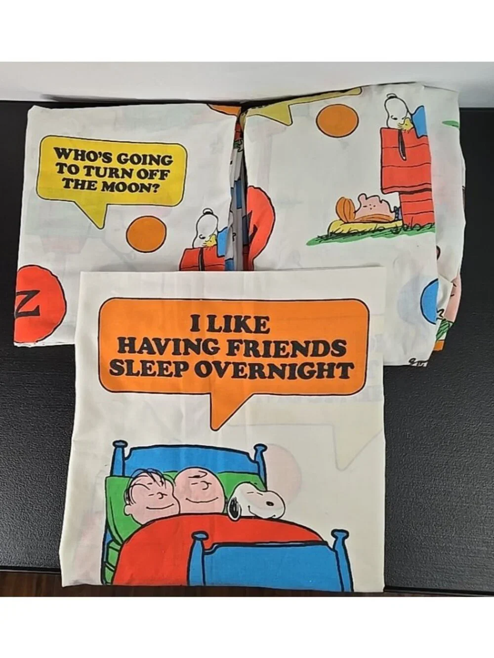 Vtg Charlie Brown Peanuts Snoopy Twin Sheet Set Flat/Fitted/1 Pillow Case